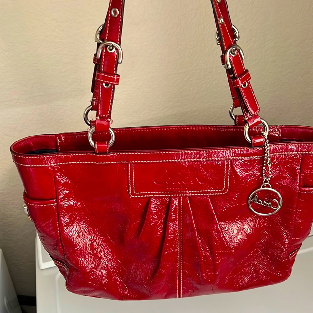 Patent leather red Coach purse